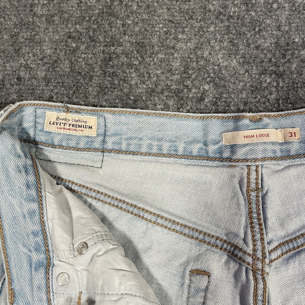 Levi's Premium High Loose Denim Jeans Womens Size 31 Washed Blue Wide Leg Baggy - Picture 12 of 14